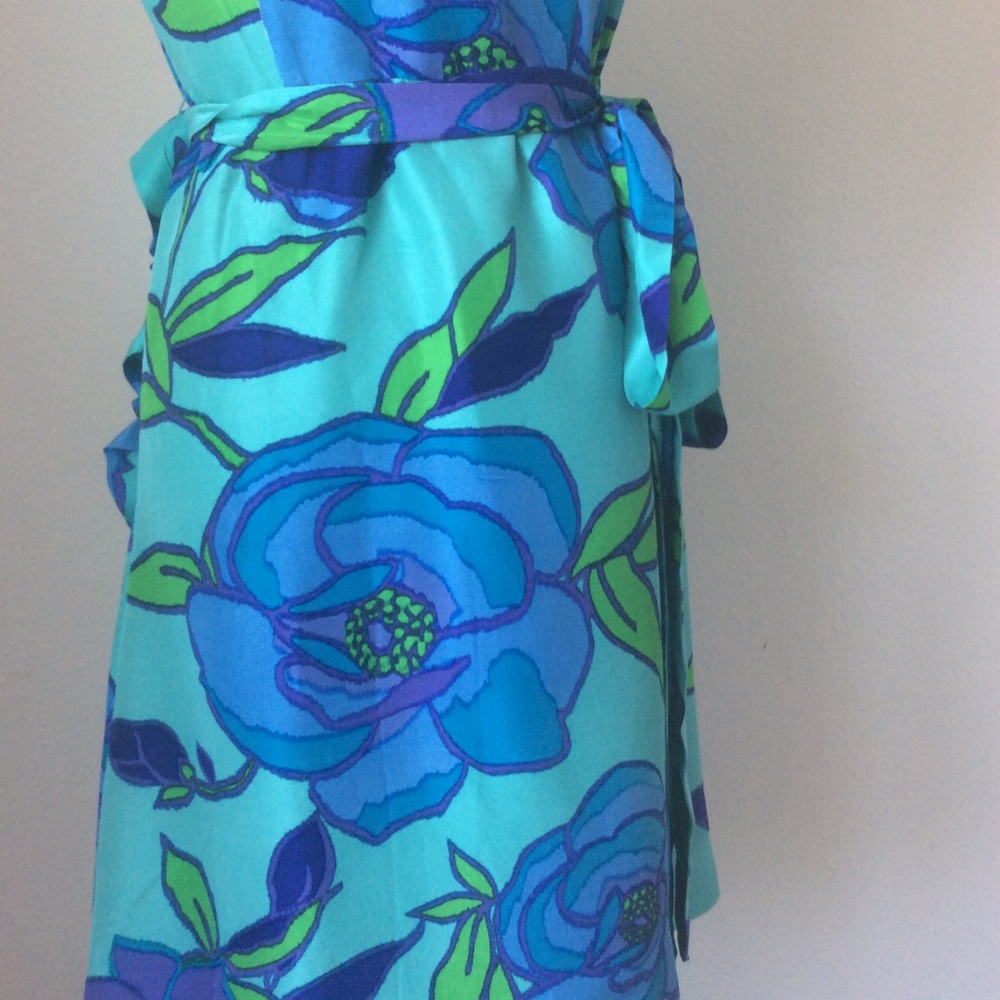 Kate Spade Turquoise Floral Wrap Dress / Size 8 - Picture 9 of 12